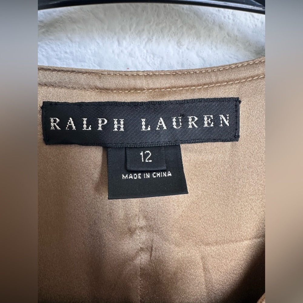 RALPH LAUREN Black Label Beige Sleeveless zip Dress Size 12 NWOT minimalist - Picture 7 of 15